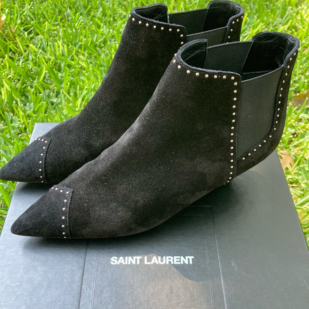 Saint Laurent Black Blaze Studded Booties - Picture 3 of 14